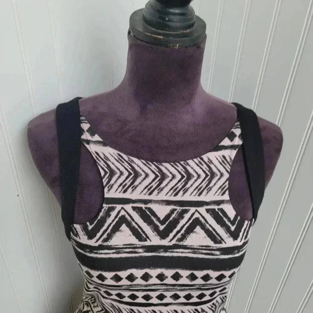 Material Girl Womens Mini Dress Juniors Blush Pink Black Sttetch Open Back Sz M